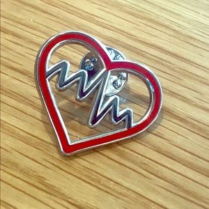 Heartbeat Enamel Pin, Lapel Pin, Heart Broach